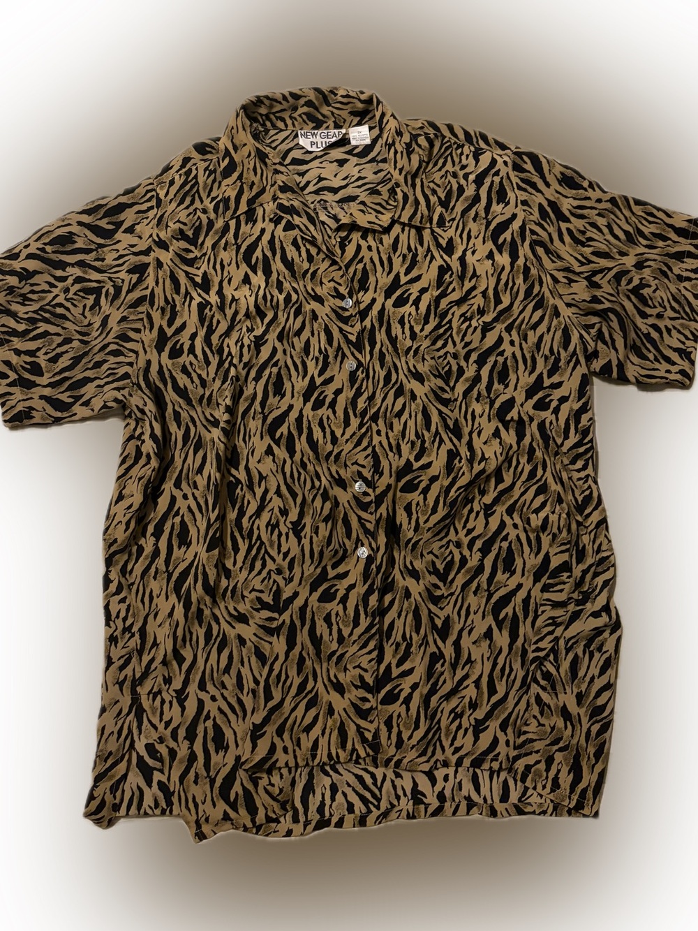 VINTAGE Brown & Black Short-Sleeve Button Shirt